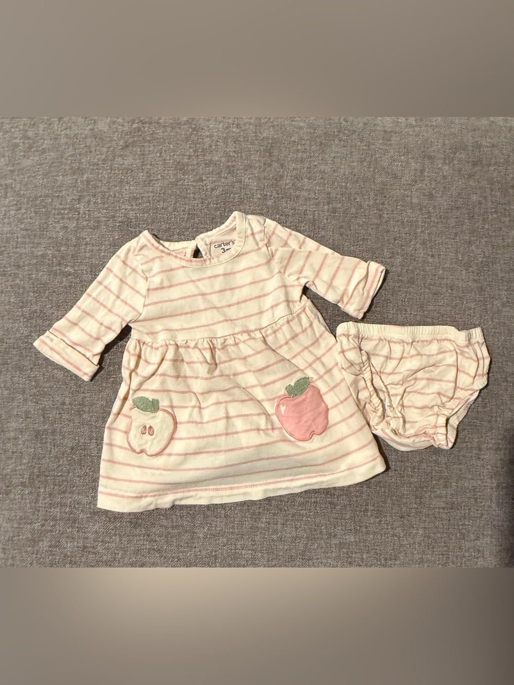 Carter's Baby Pink Stripe Apple Dress with Bloomers 3m
